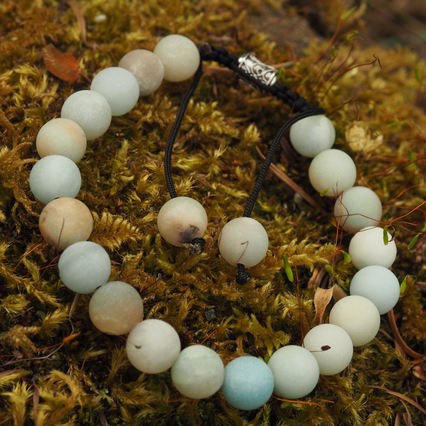  Beautiful Unpolished Frosted Amazonite Beaded Adjustable Bracelet