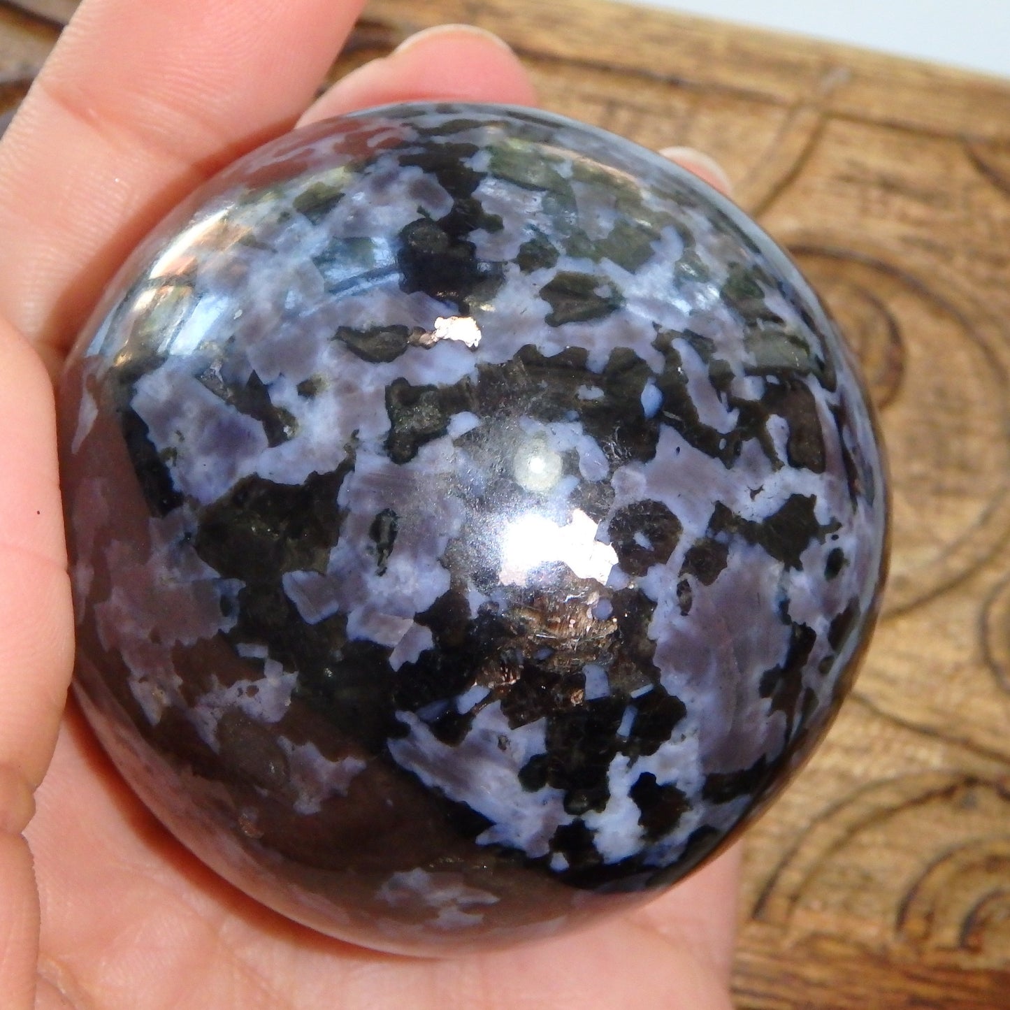 Gorgeous Large Indigo Gabbro Gemstone Sphere Carving From Madagascar - Earth Family Crystals