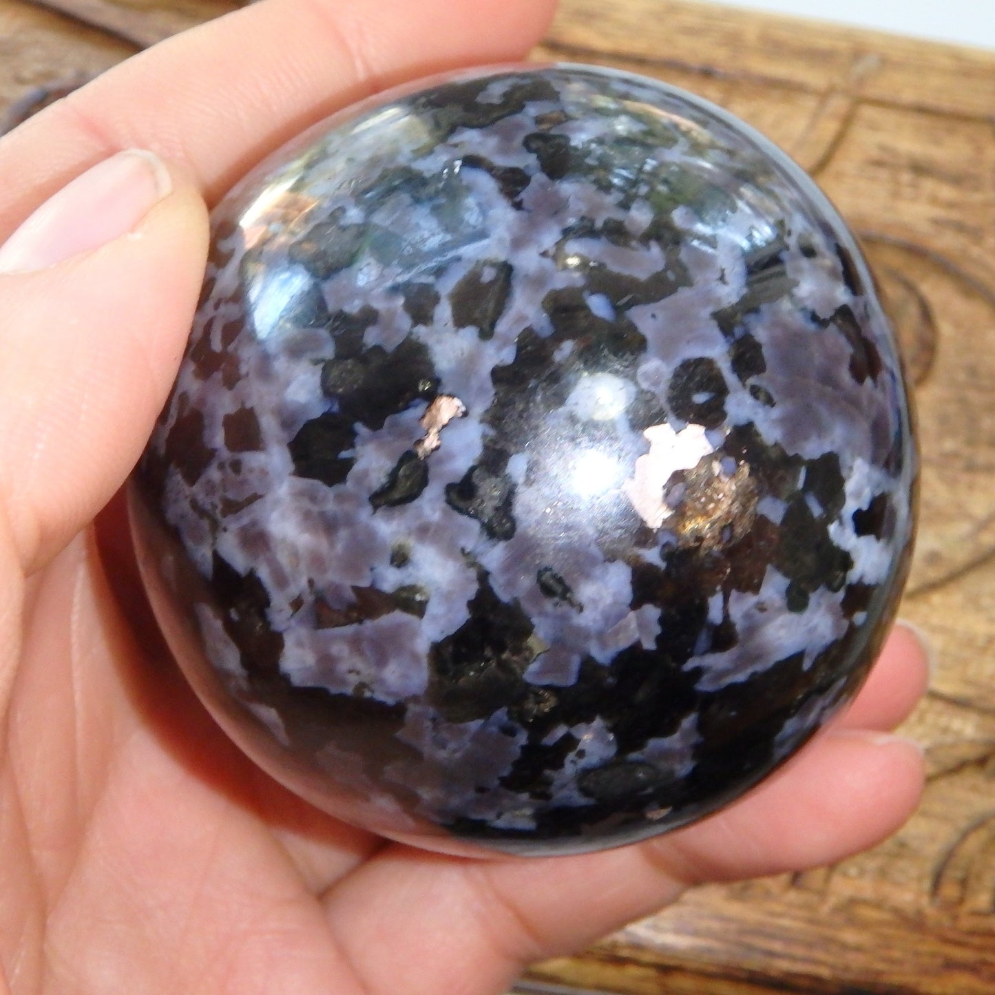Gorgeous Large Indigo Gabbro Gemstone Sphere Carving From Madagascar - Earth Family Crystals