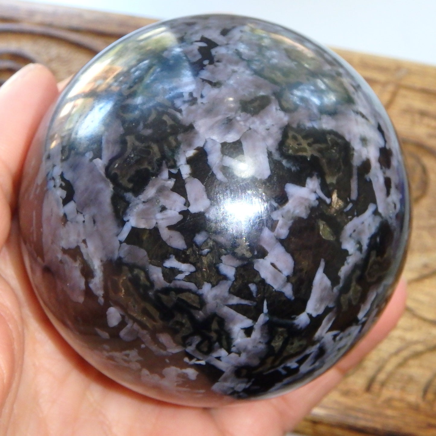 Gorgeous XL Indigo Gabbro Gemstone Sphere Carving From Madagascar - Earth Family Crystals