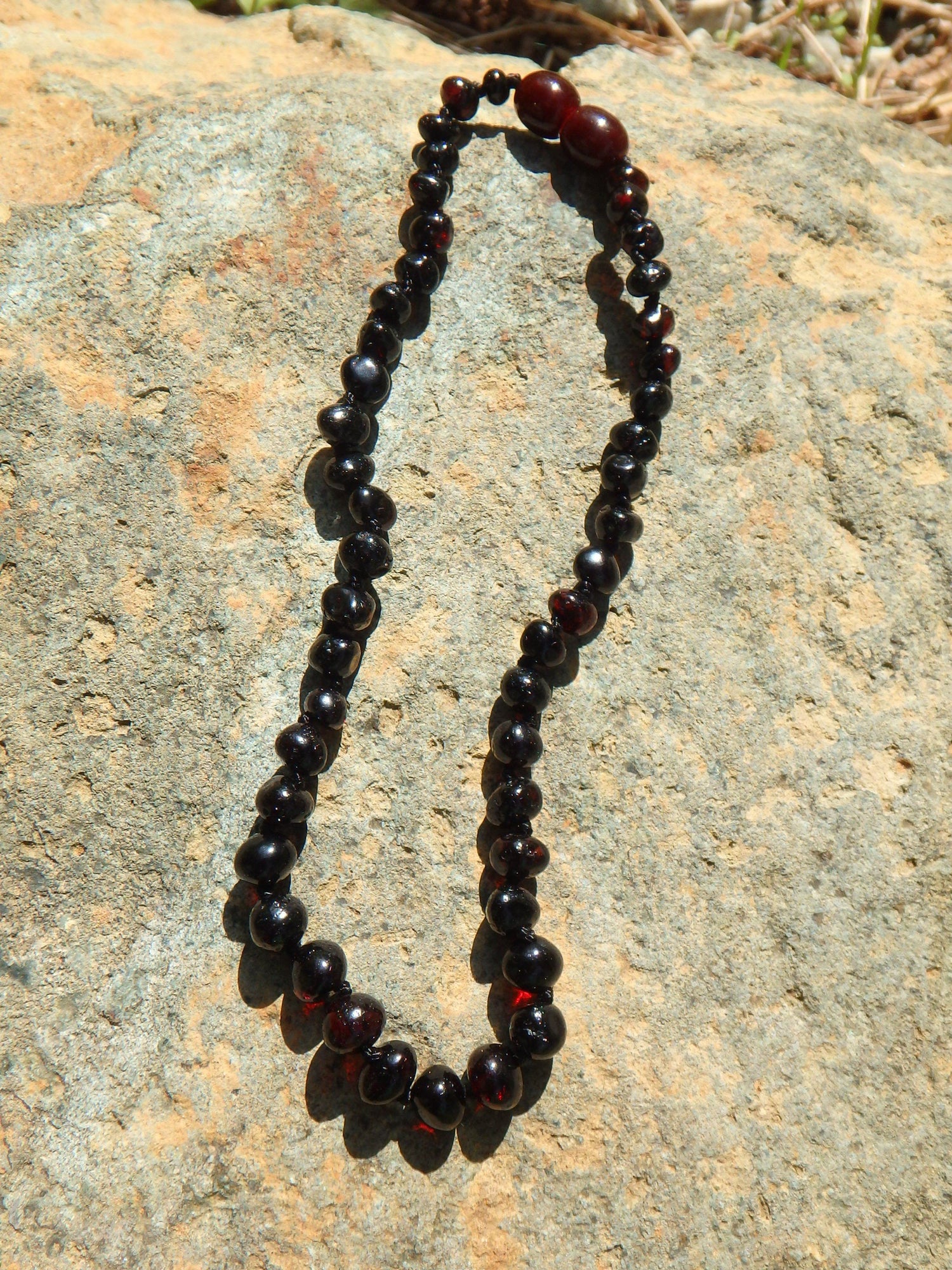  Dark Burgundy Beads Baby/Child Lithuanian Baltic Amber Necklace