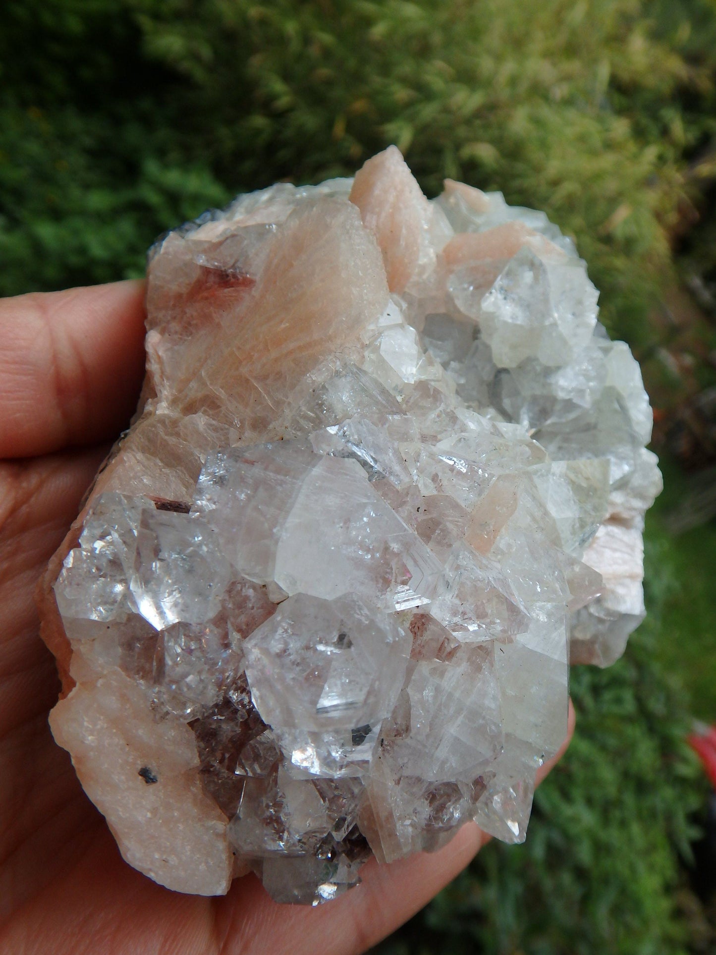  Breathtaking Brilliance~Large Clear Apophyllite & Pink Stilbite Cluster From India