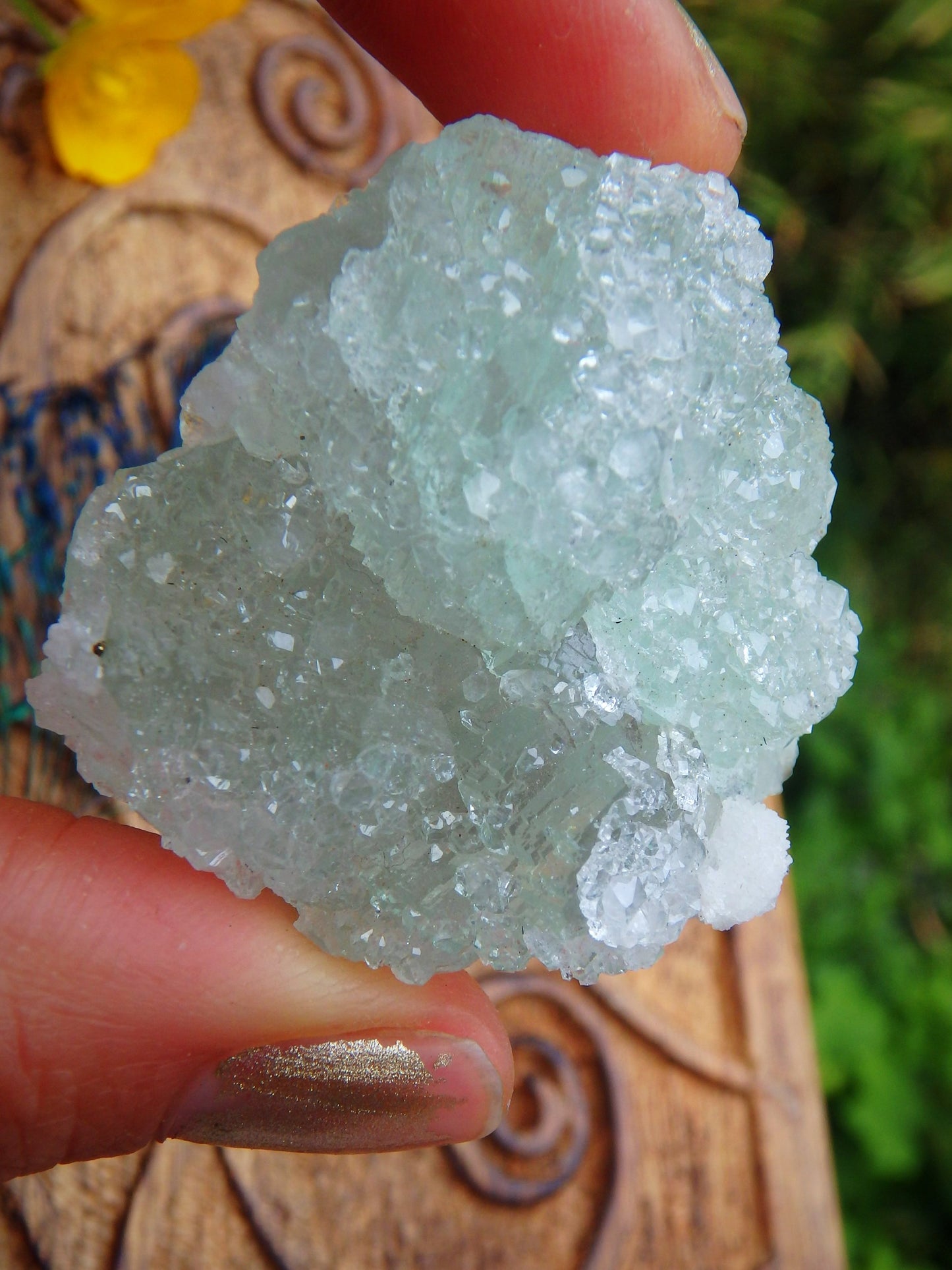 Shimmering Quartz Druzy Crusted Green Fluorite Natural Specimen - Metiz Tier Price