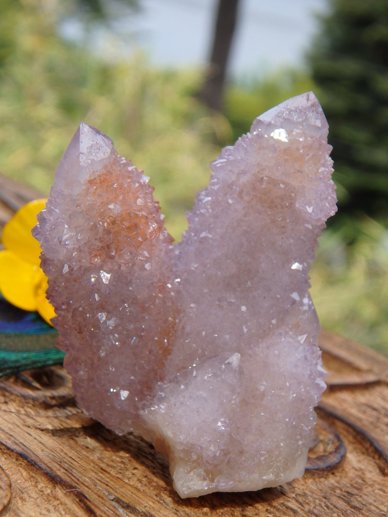 Gorgeous Shimmer Twin Amethyst Spirit Quartz With Orange Hematite Inclusions - Earth Family Crystals