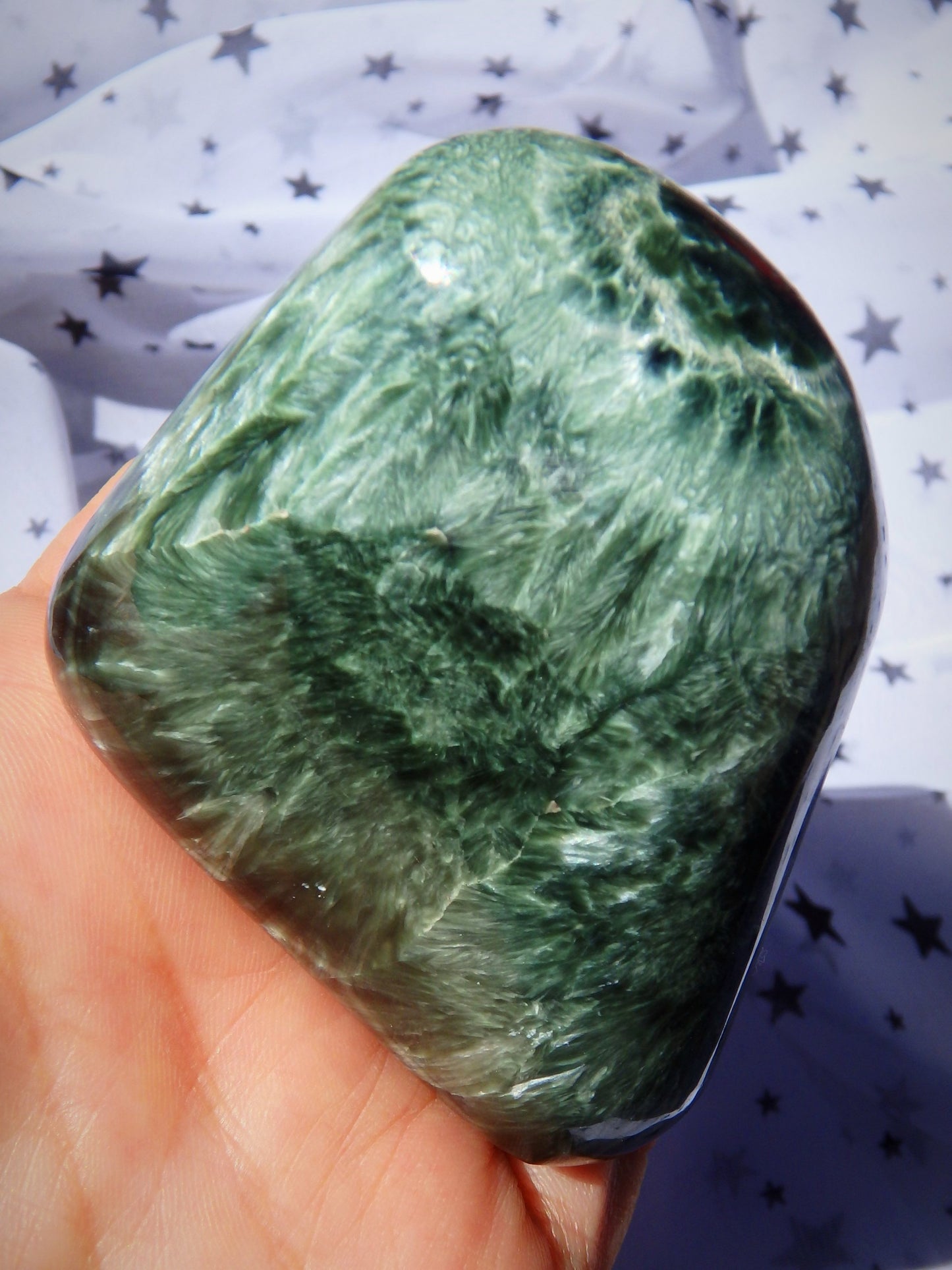 Gorgeous Deep Green Angel Wings & Flower Patterns Seraphinite Specimen - Earth Family Crystals