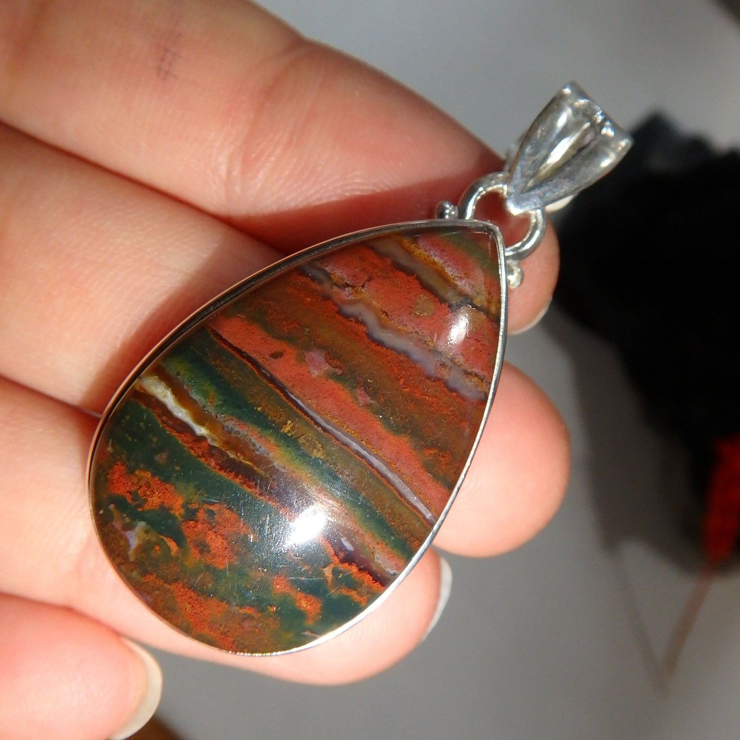  Amazing & Unique Bloodstone Pendant in Sterling Silver ( Includes Silver Chain)