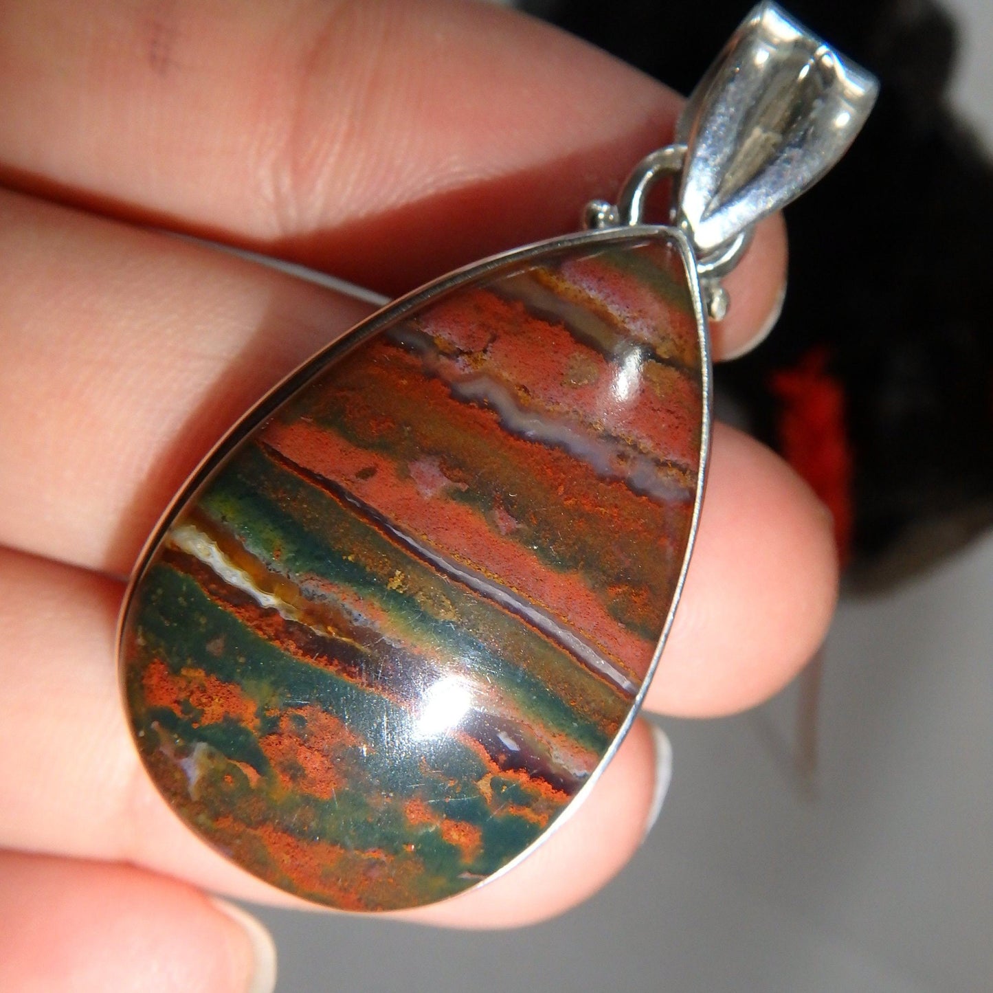  Amazing & Unique Bloodstone Pendant in Sterling Silver ( Includes Silver Chain)