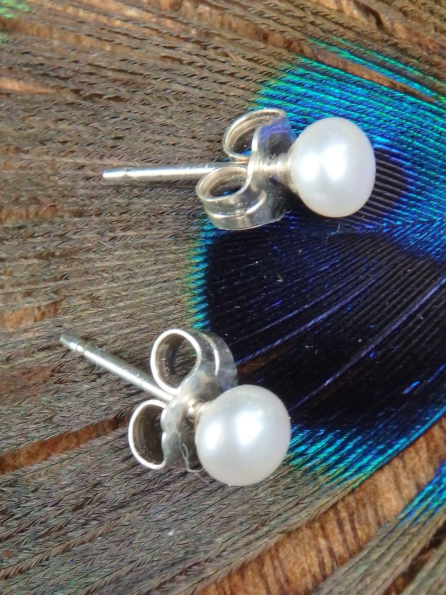  Dainty White Pearl Sterling Silver Studs