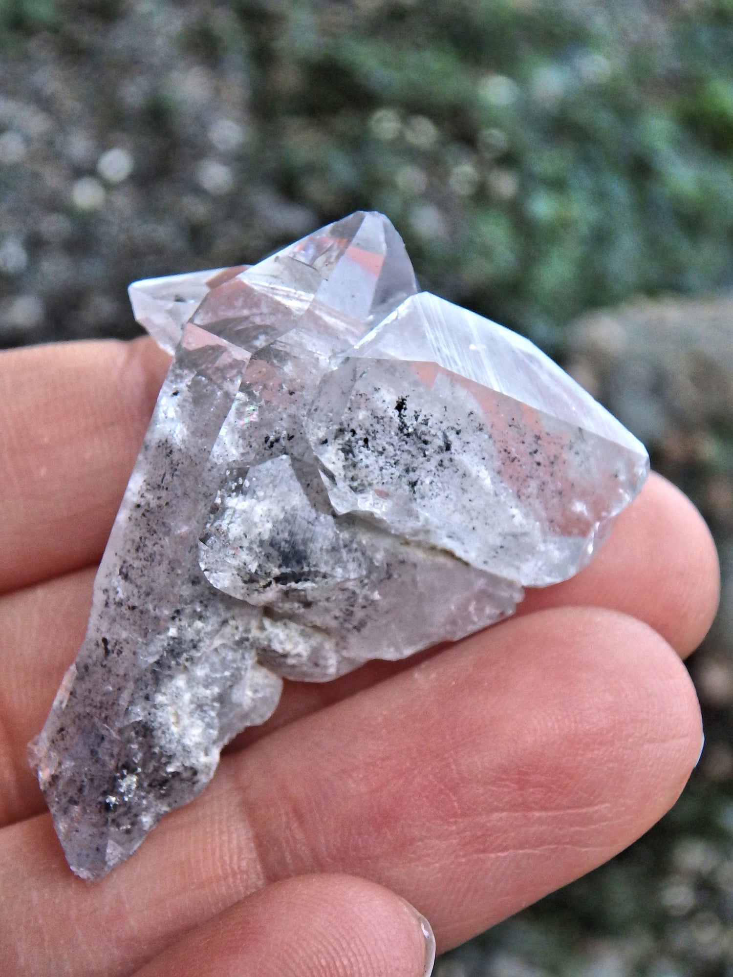 Pretty DT Self Healed Blue Phantom Quartz Hand Held Specimen From Arkansas - Metiz Tier Price