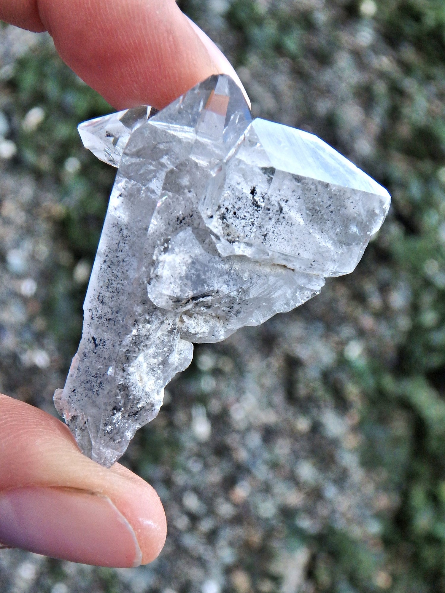 Pretty DT Self Healed Blue Phantom Quartz Hand Held Specimen From Arkansas - Metiz Tier Price