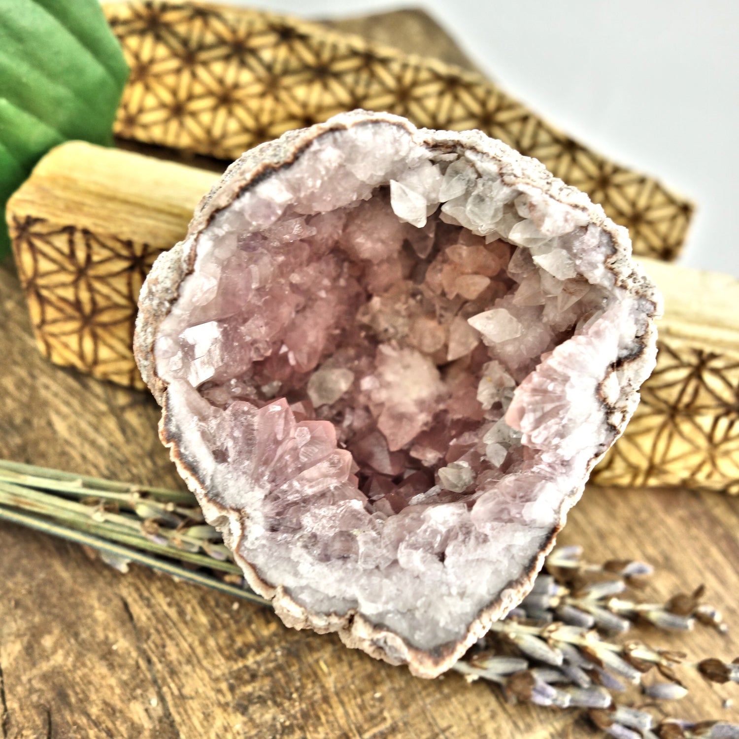 NEW FIND! Unique Pink Amethyst & Clear Calcite Druzy Geode Cluster From Patagonia - Earth Family Crystals