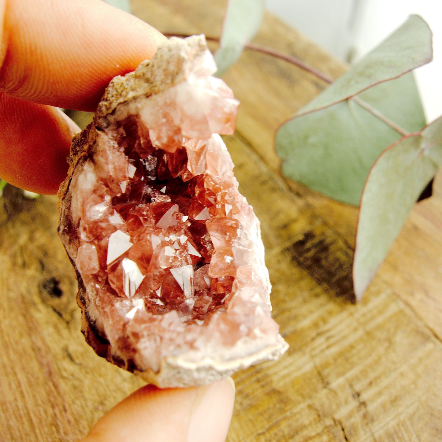  Cute Magenta Pink Druzy Amethyst Hand Held Natural Crescent Specimen