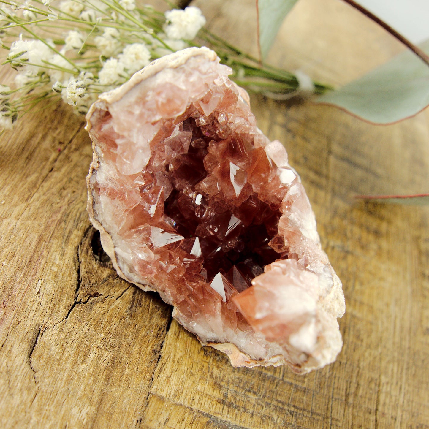  Cute Magenta Pink Druzy Amethyst Hand Held Natural Crescent Specimen