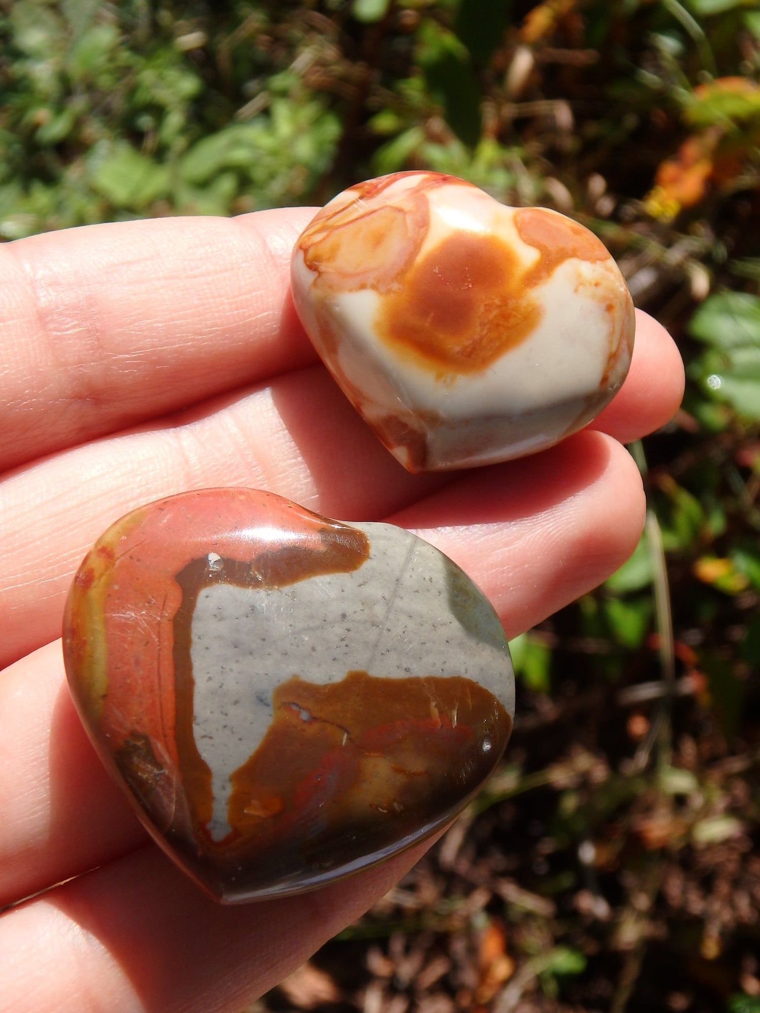 Set of 2~Delightful Colors Polychrome Jasper Small Heart Set 1 - Metiz Tier Price