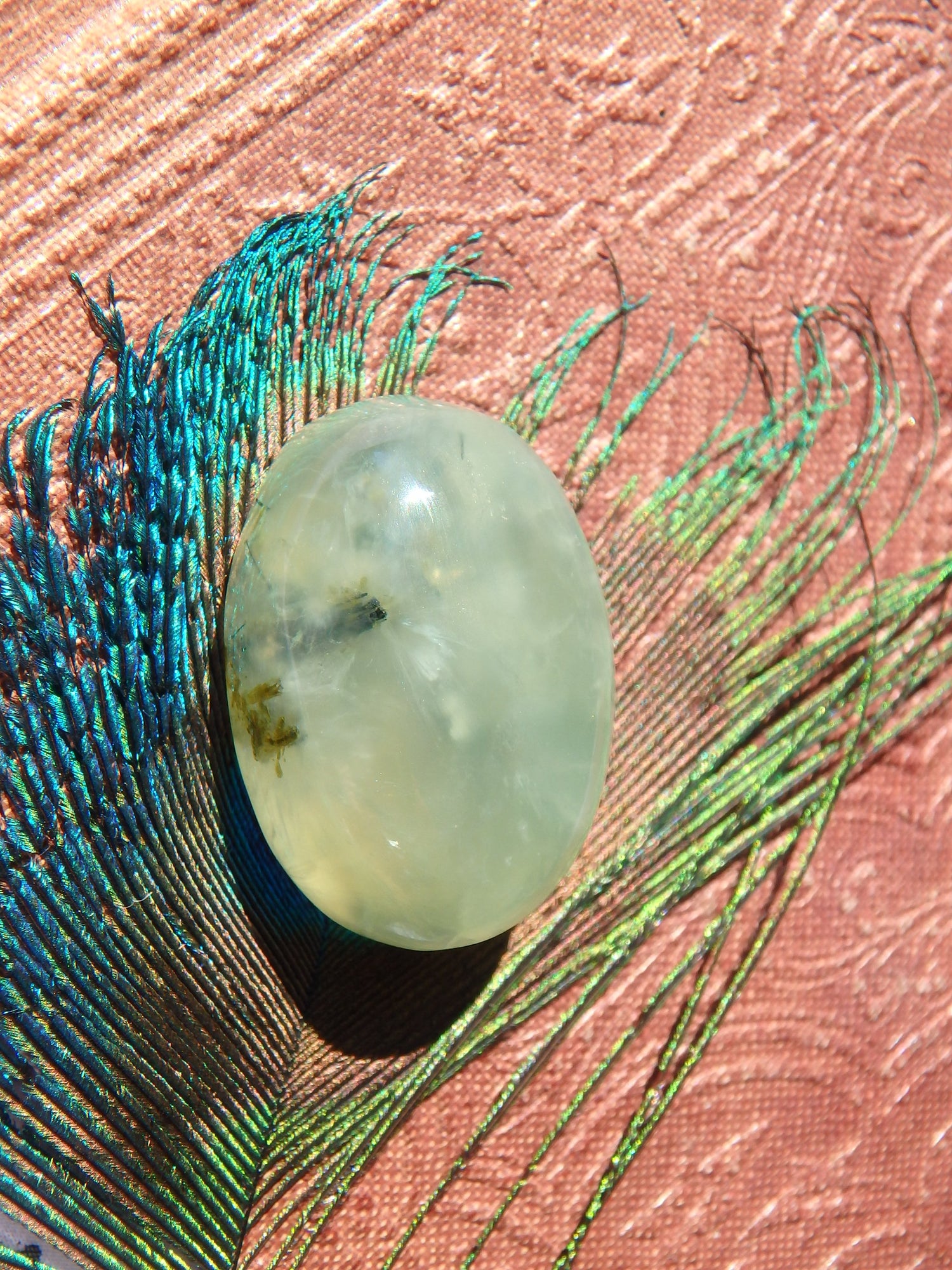 Mint Green Prehnite With Epidote Thread Inclusion Cabochon 5 - Earth Family Crystals