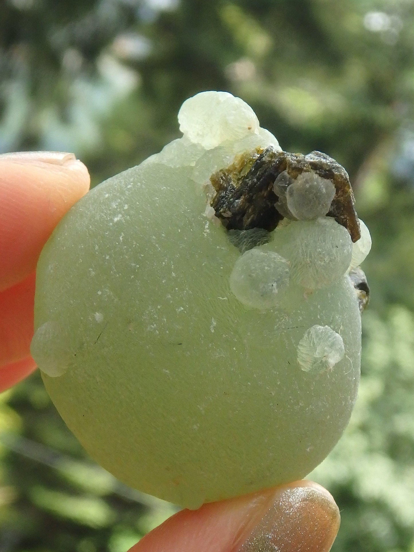  Beautiful Green Prehnite Natural Ball With Epidote Inclusions From Mali