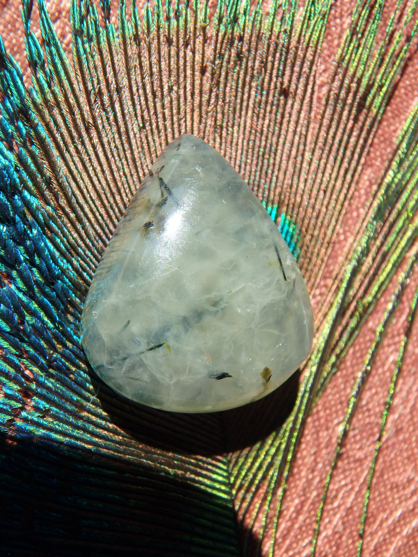 Mint Green Prehnite With Epidote Thread Inclusion Cabochon 4 - Earth Family Crystals
