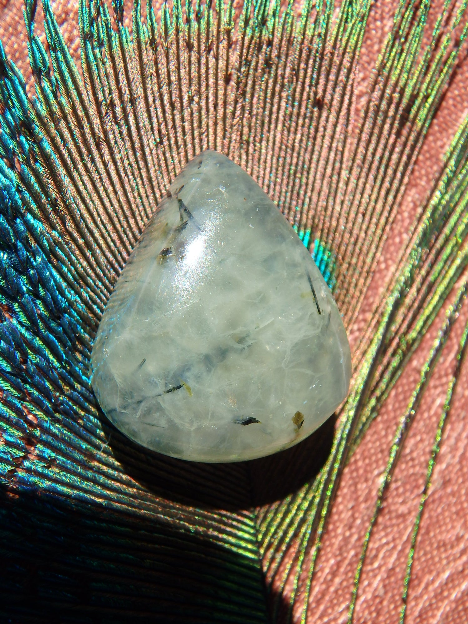 Mint Green Prehnite With Epidote Thread Inclusion Cabochon 4 - Earth Family Crystals