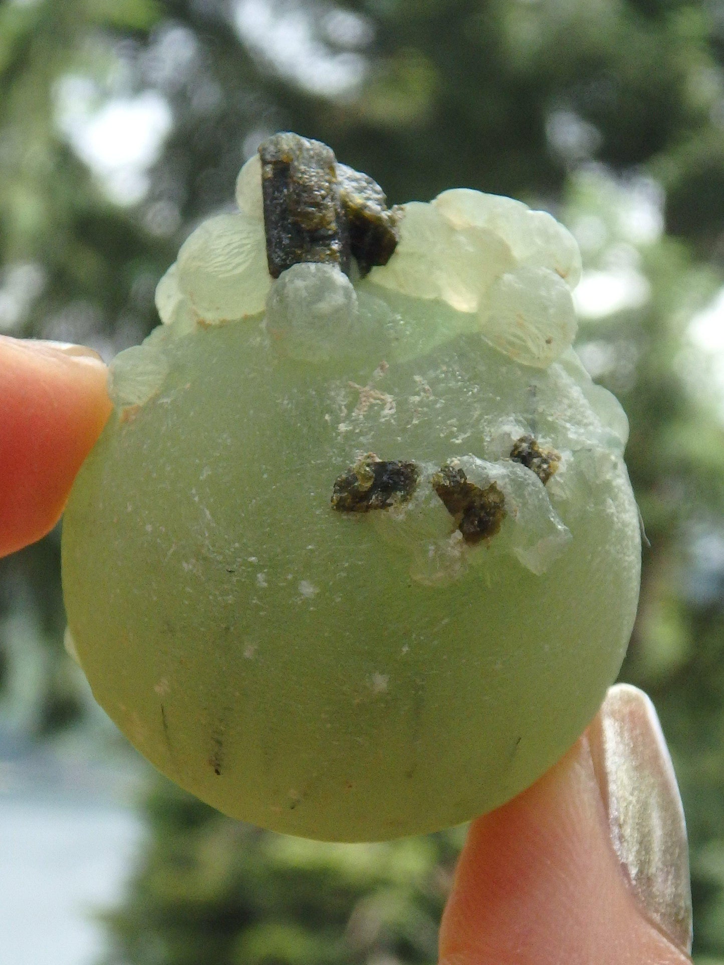  Beautiful Green Prehnite Natural Ball With Epidote Inclusions From Mali