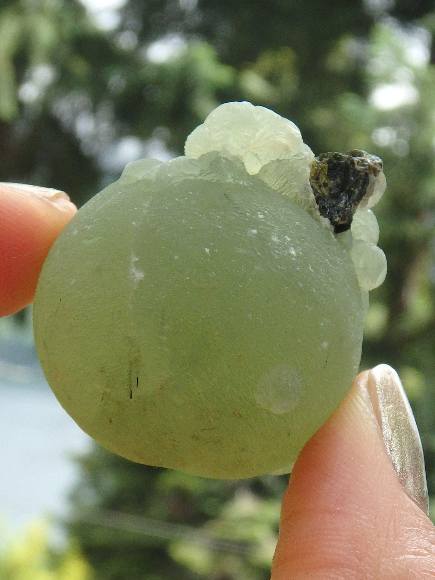  Beautiful Green Prehnite Natural Ball With Epidote Inclusions From Mali