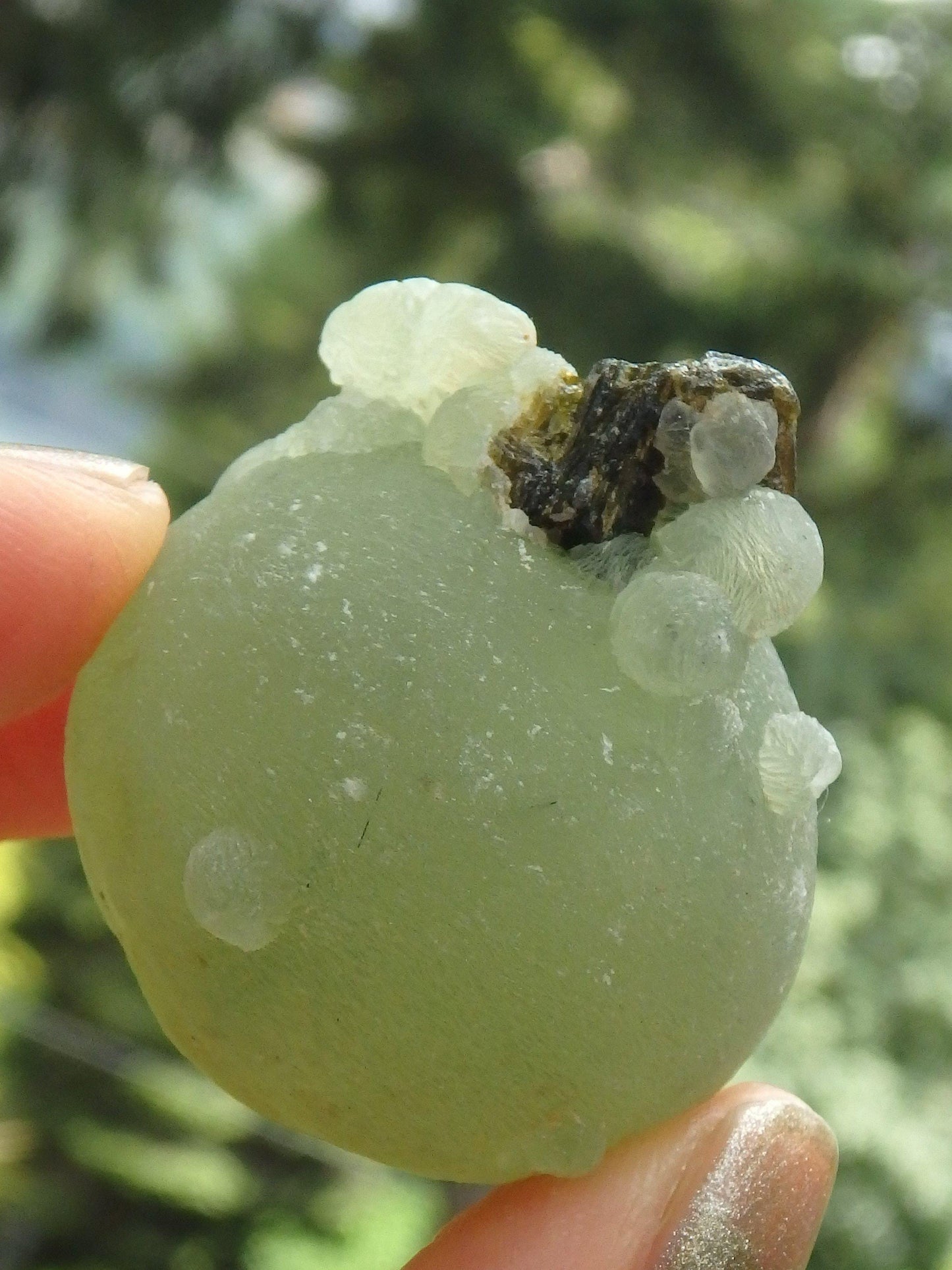  Beautiful Green Prehnite Natural Ball With Epidote Inclusions From Mali