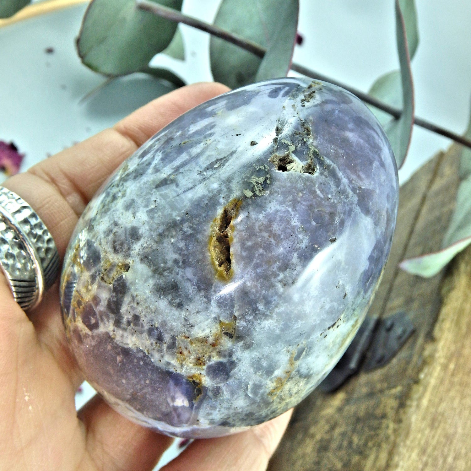  Chunky Violet Flame Purple Agate Egg Carving With Small Caves