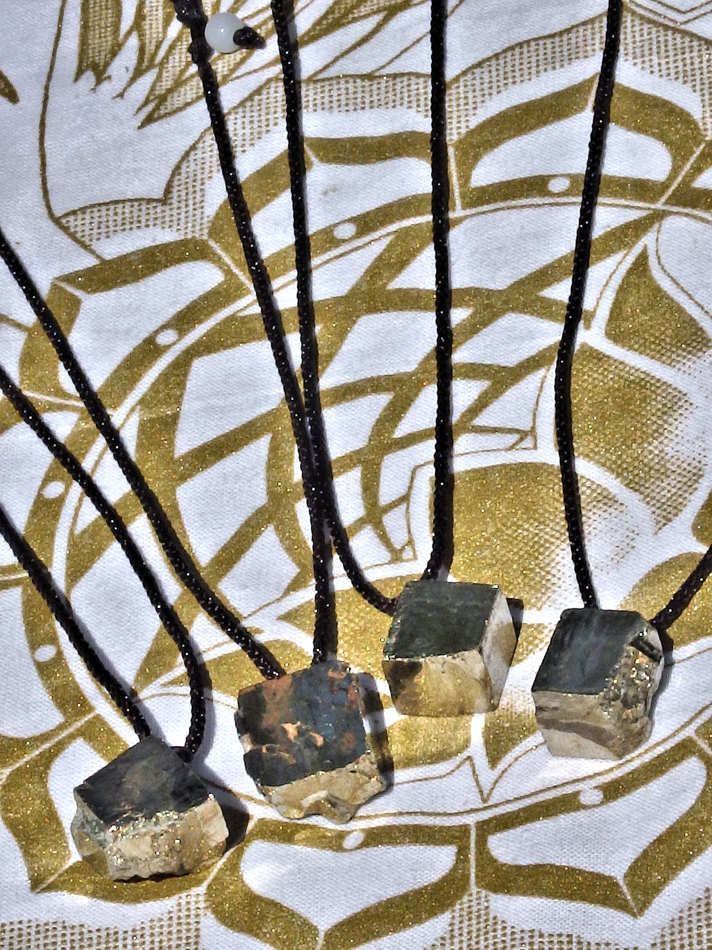 Natural Golden Pyrite Floating Necklace on Adjustable Cord - Earth Family Crystals