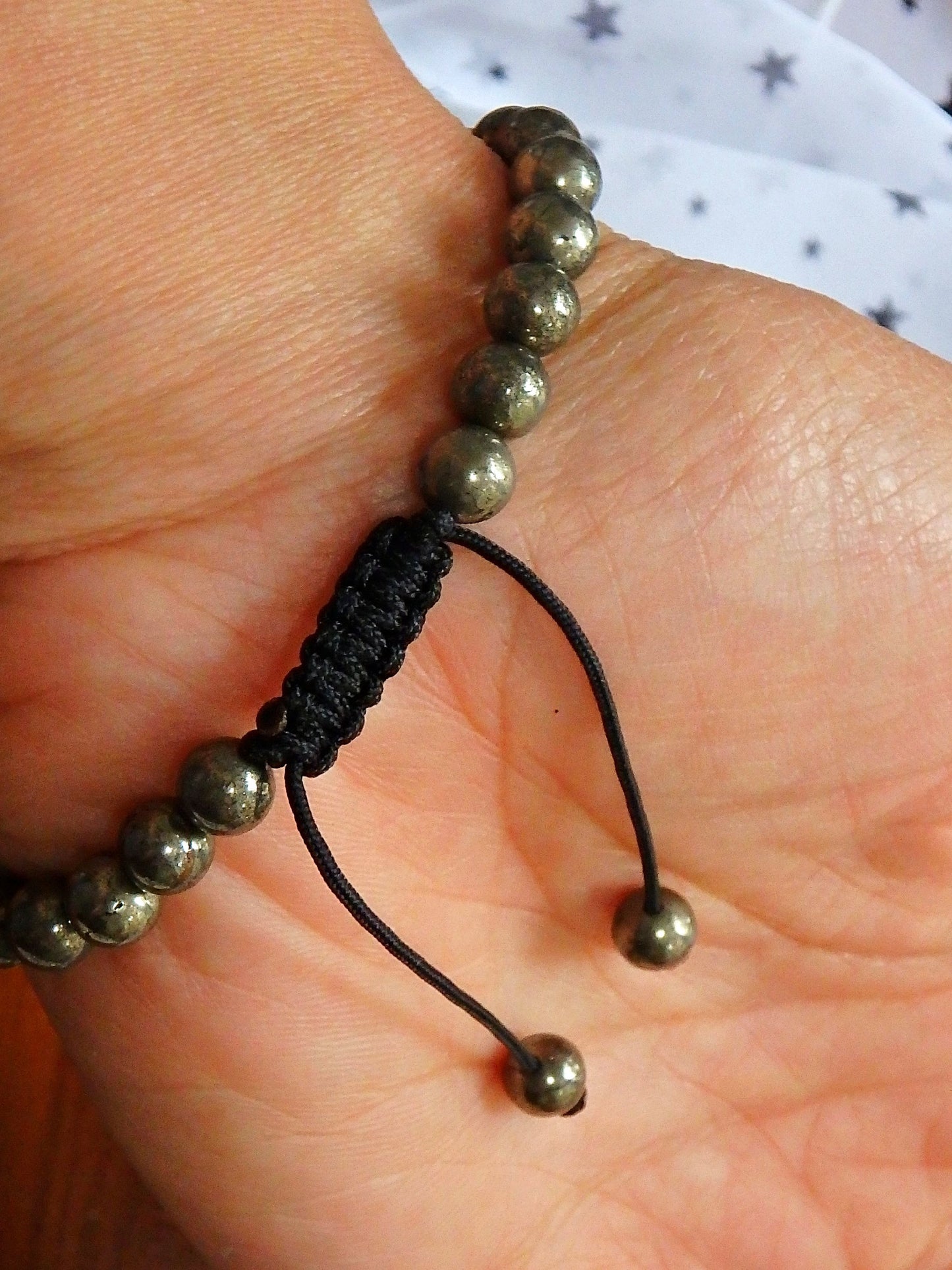 Golden Pyrite Beads & Angel Adjustable Bracelet - Earth Family Crystals