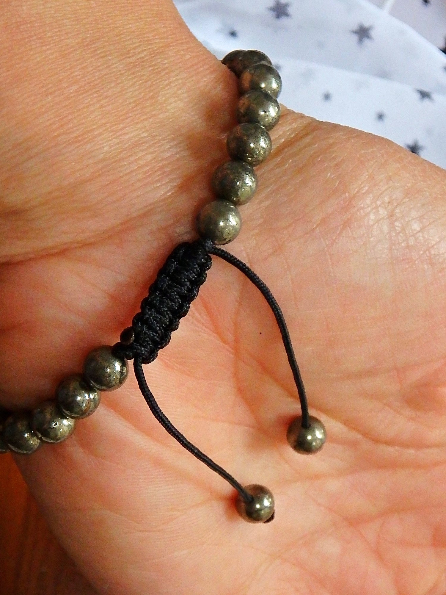 Golden Pyrite Beads & Angel Adjustable Bracelet - Earth Family Crystals