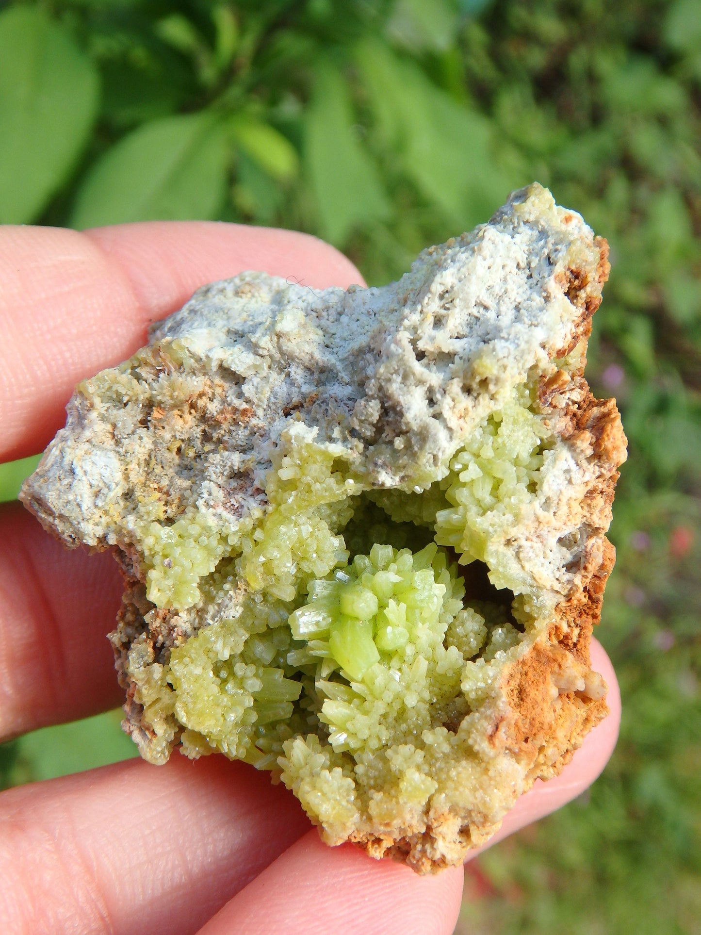  Electric Green Druzy Points Nestled in Cave Pyromorphite Specimen