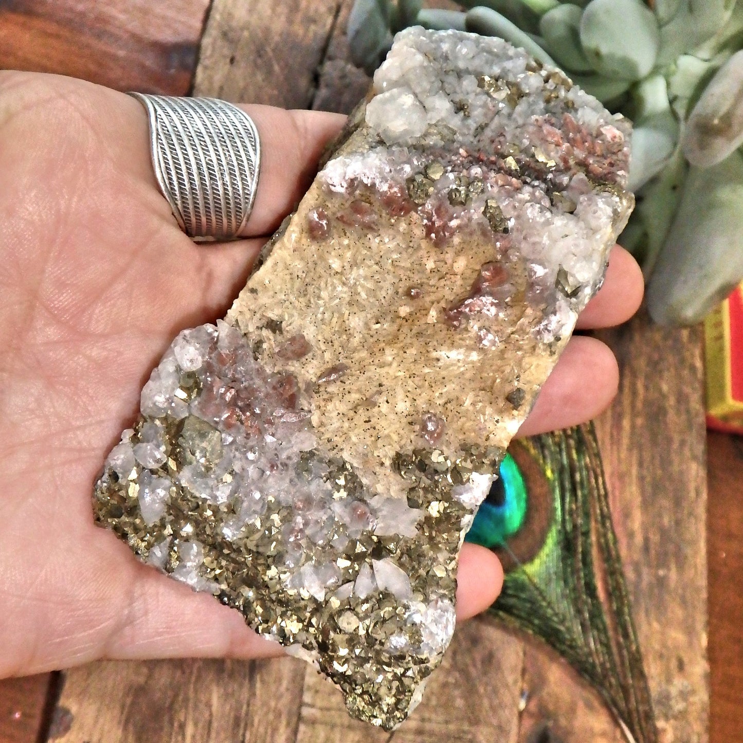 Golden Pyrite & Hematite Included Quartz Natural Specimen 1 - Earth Family Crystals