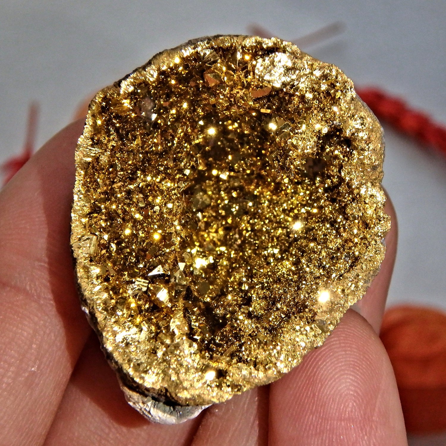 Gorgeous Glimmering 14 k Gold Infused Quartz Geode Specimen 2 - Earth Family Crystals