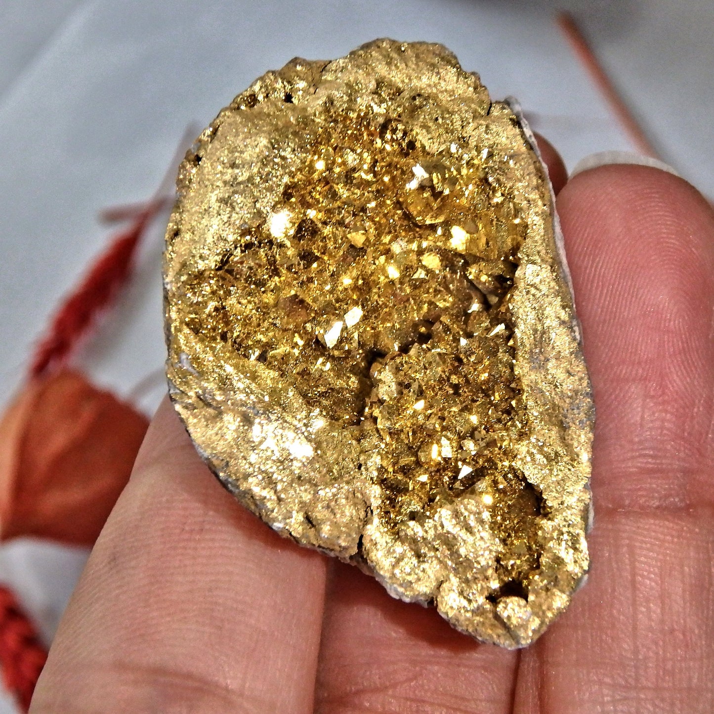 Gorgeous Glimmering 14 k Gold Infused Quartz Geode Specimen 3 - Earth Family Crystals