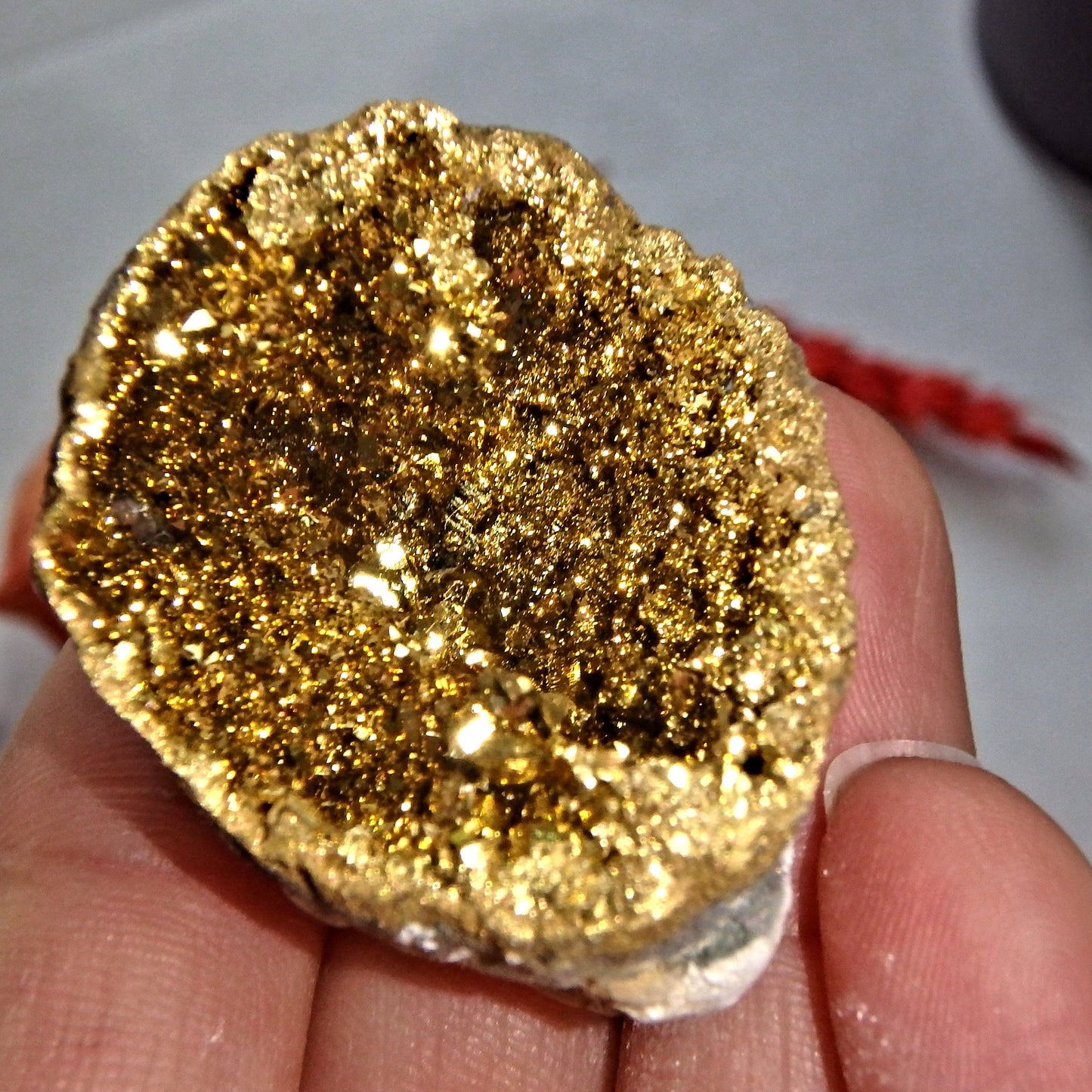 Gorgeous Glimmering 14 k Gold Infused Quartz Geode Specimen 2 - Earth Family Crystals