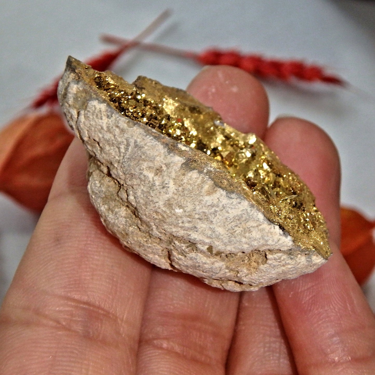 Gorgeous Glimmering 14 k Gold Infused Quartz Geode Specimen 3 - Earth Family Crystals