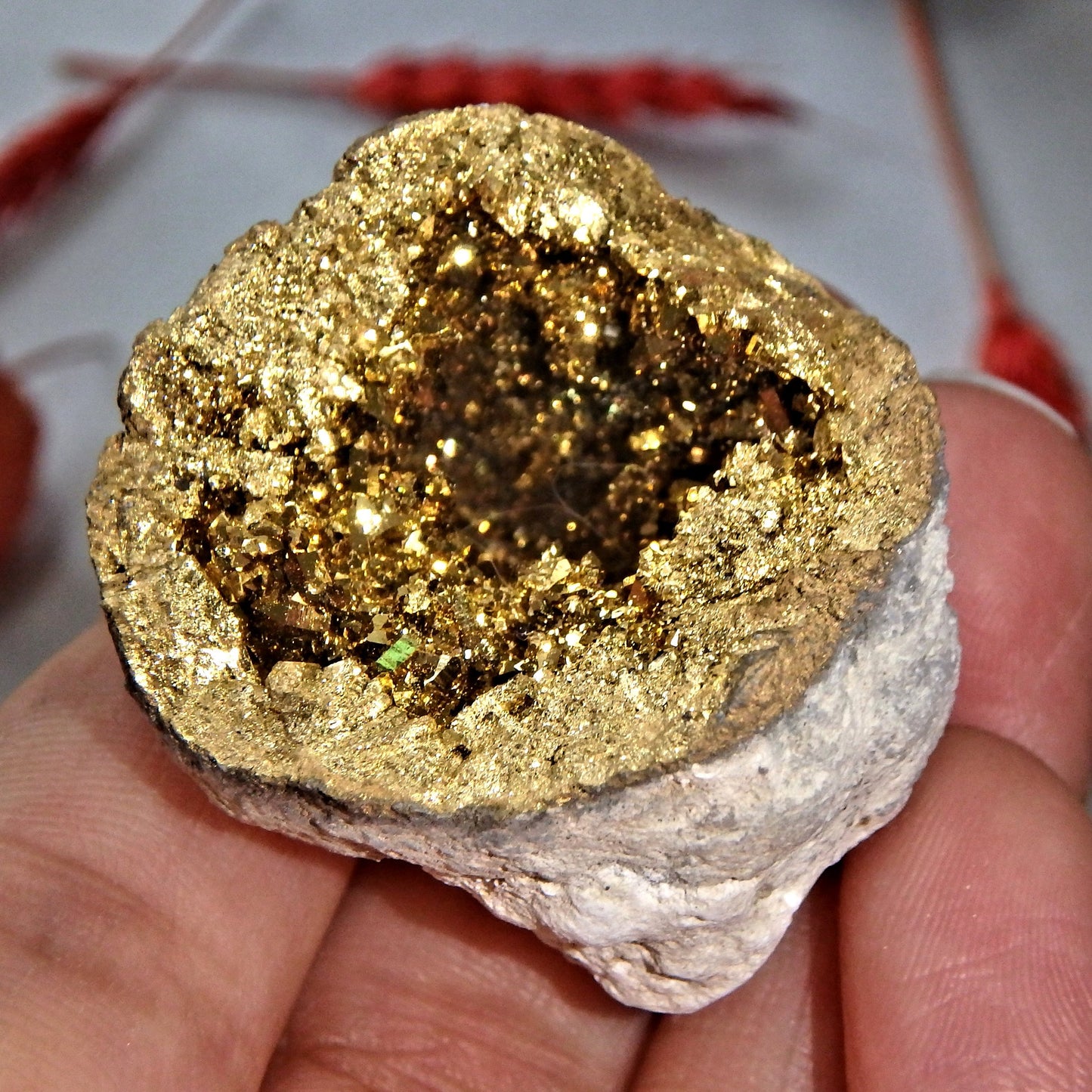 Gorgeous Glimmering 14 k Gold Infused Quartz Geode Specimen 5 - Earth Family Crystals