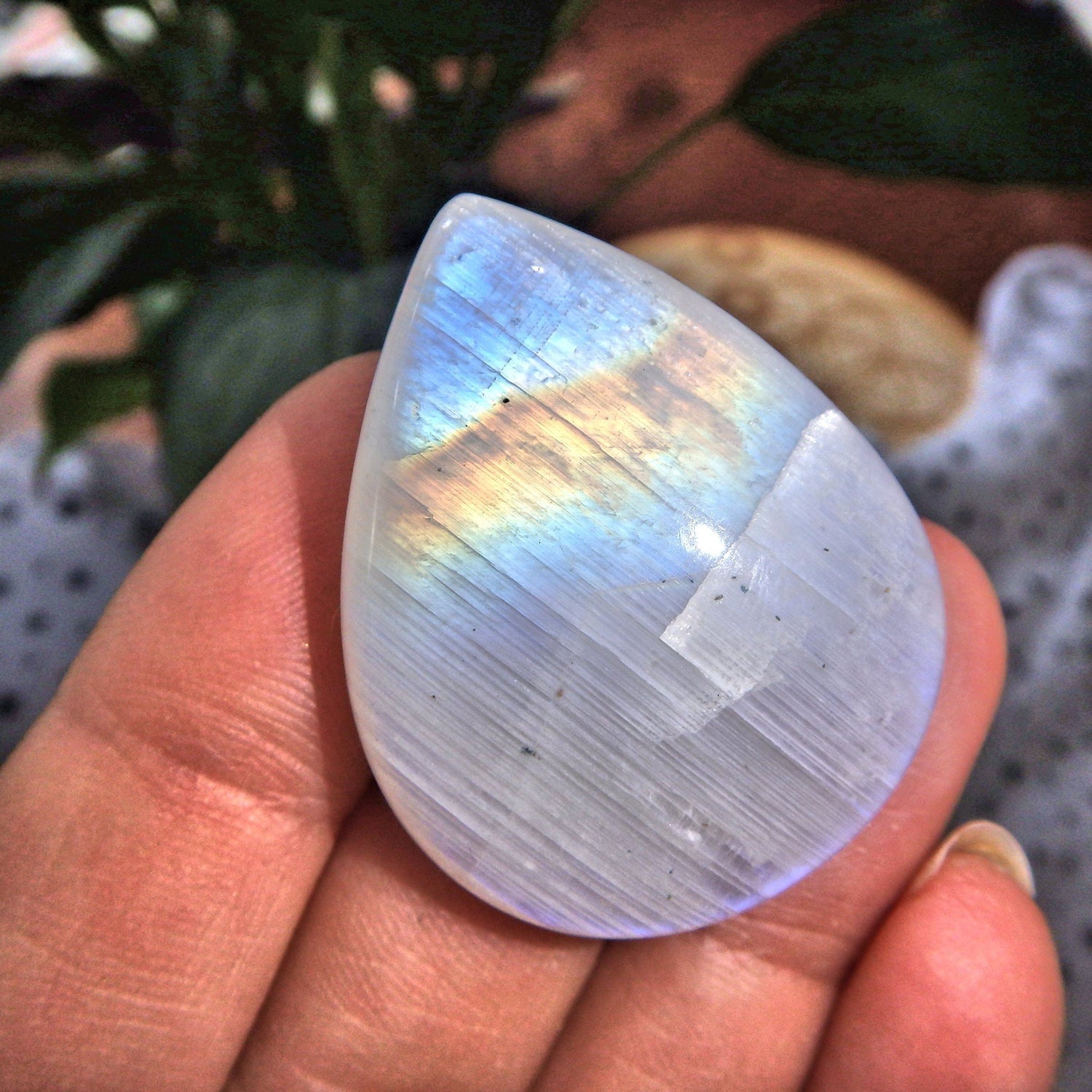  Beautiful Rainbow Moonstone Teardrop Cabochon-Perfect for Crafting