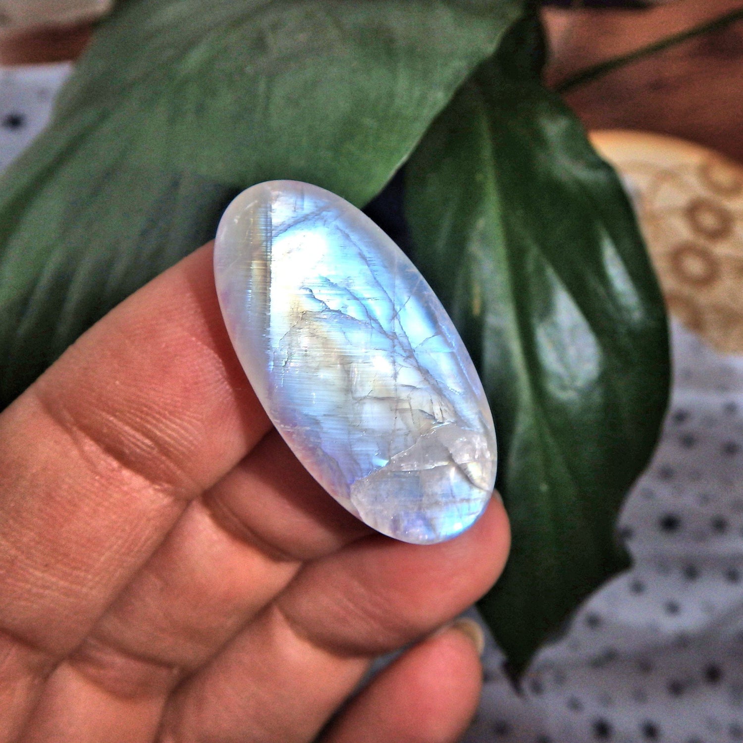  Blue & Golden Rainbow Moonstone Cabochon-Perfect for Crafting
