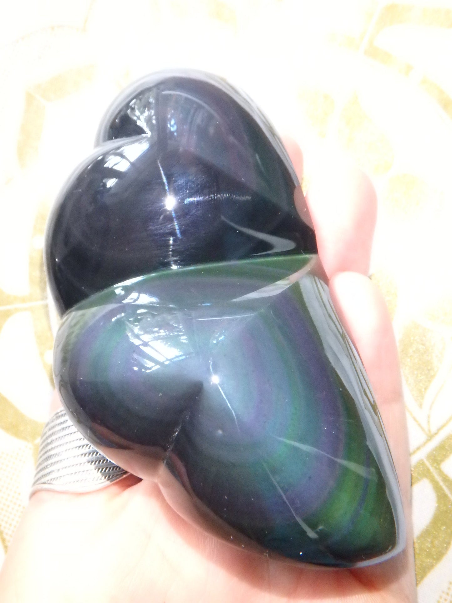 Incredible Mysterious Flashes Double Love Heart Rainbow Obsdian Display Specimen - Metiz Tier Price