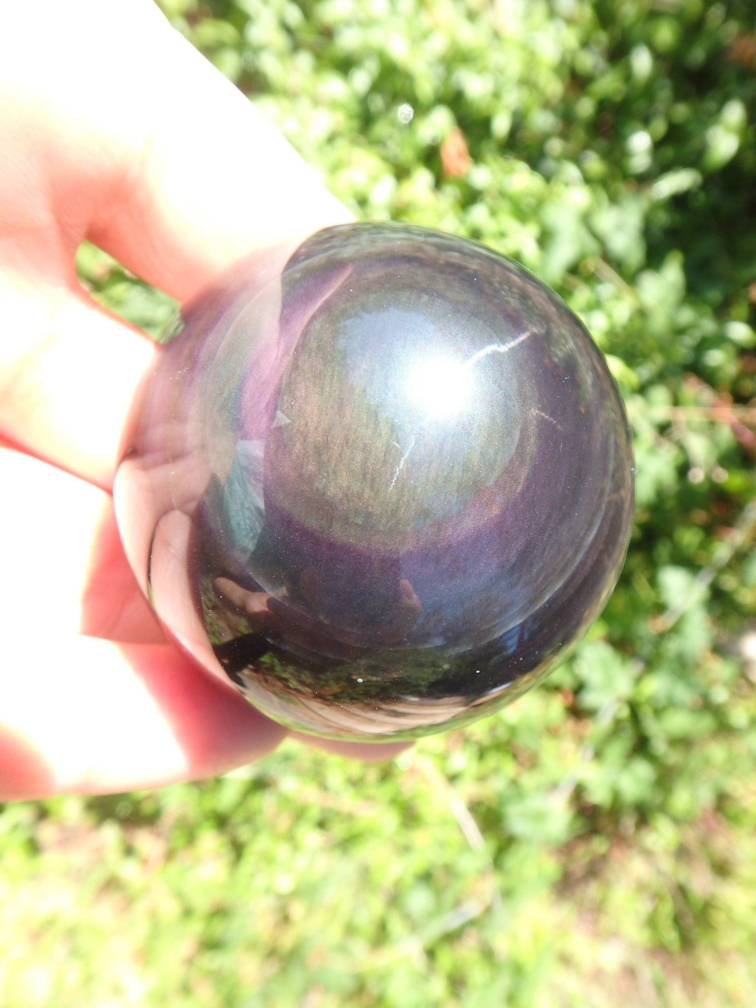  Deep & Mysterious Rainbow Obsidian Sphere Carving From Mexico