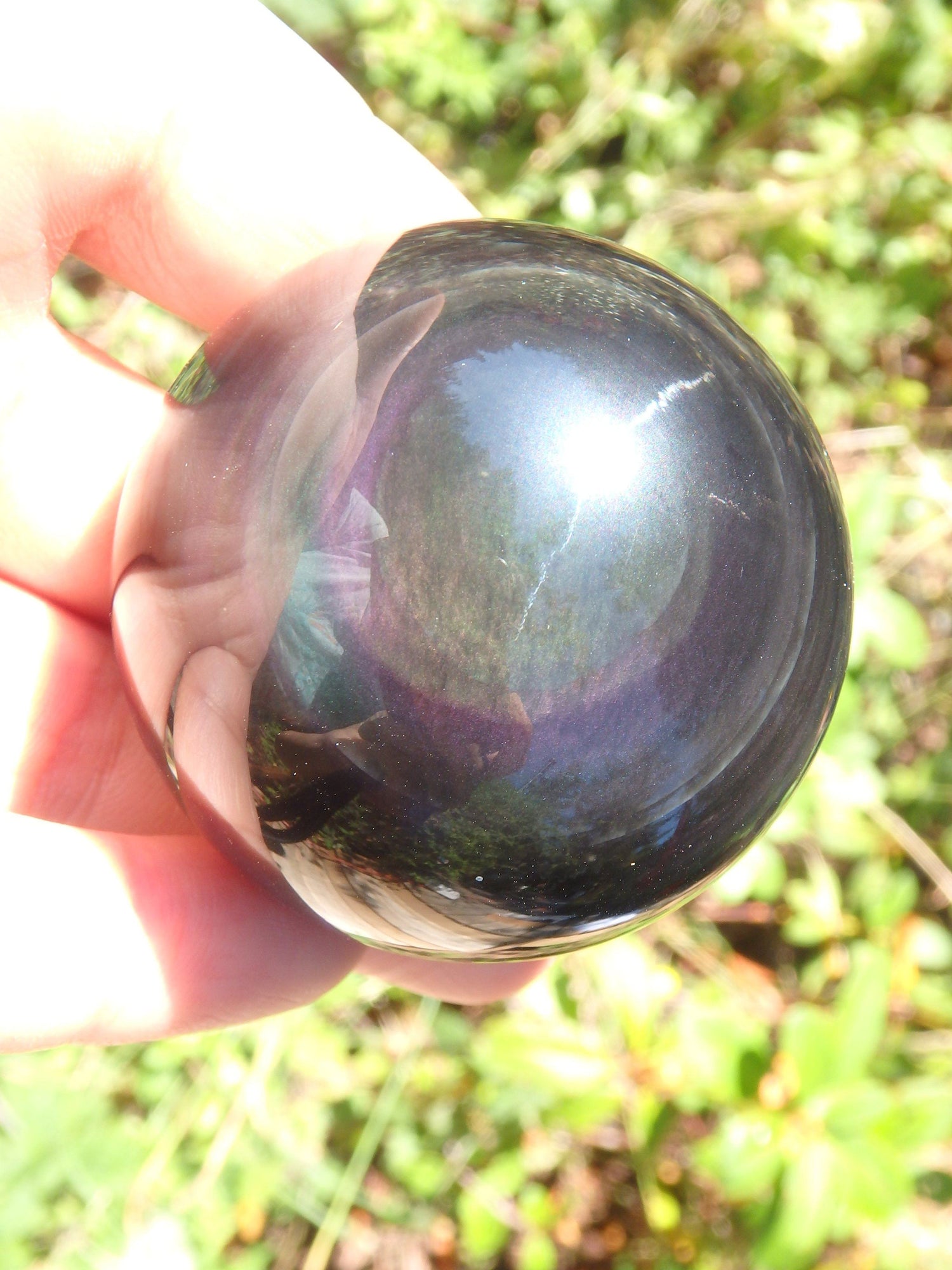  Deep & Mysterious Rainbow Obsidian Sphere Carving From Mexico