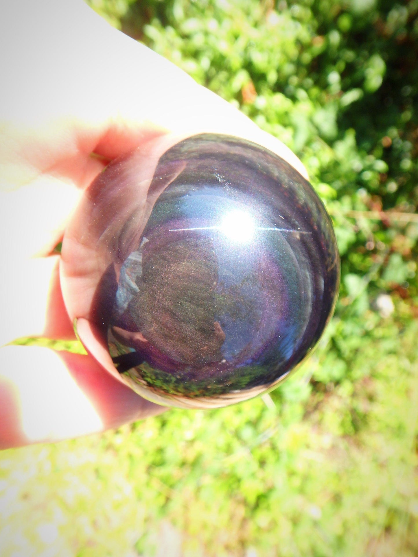 Deep & Mysterious Rainbow Obsidian Sphere Carving From Mexico