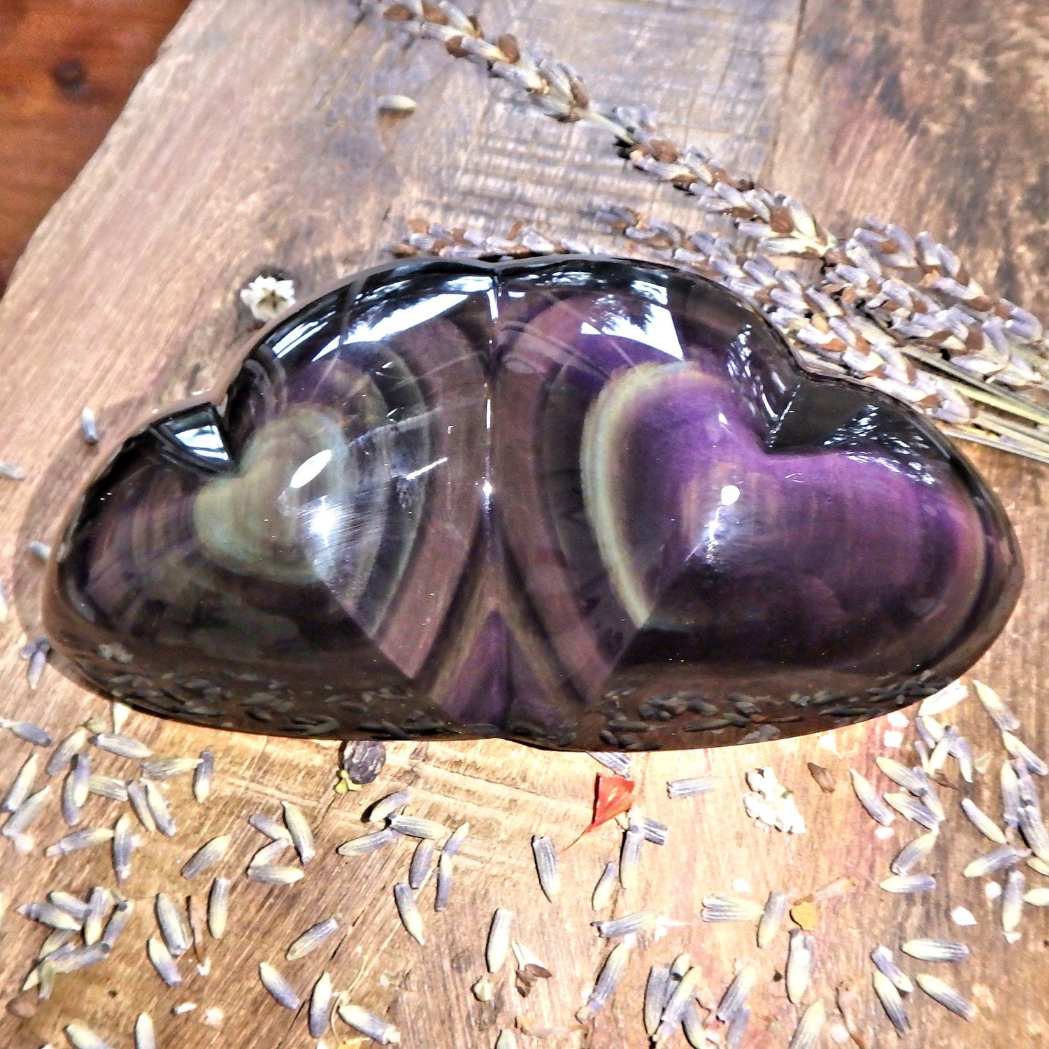  Double Love Hearts Rainbow Obsidian Display Specimen