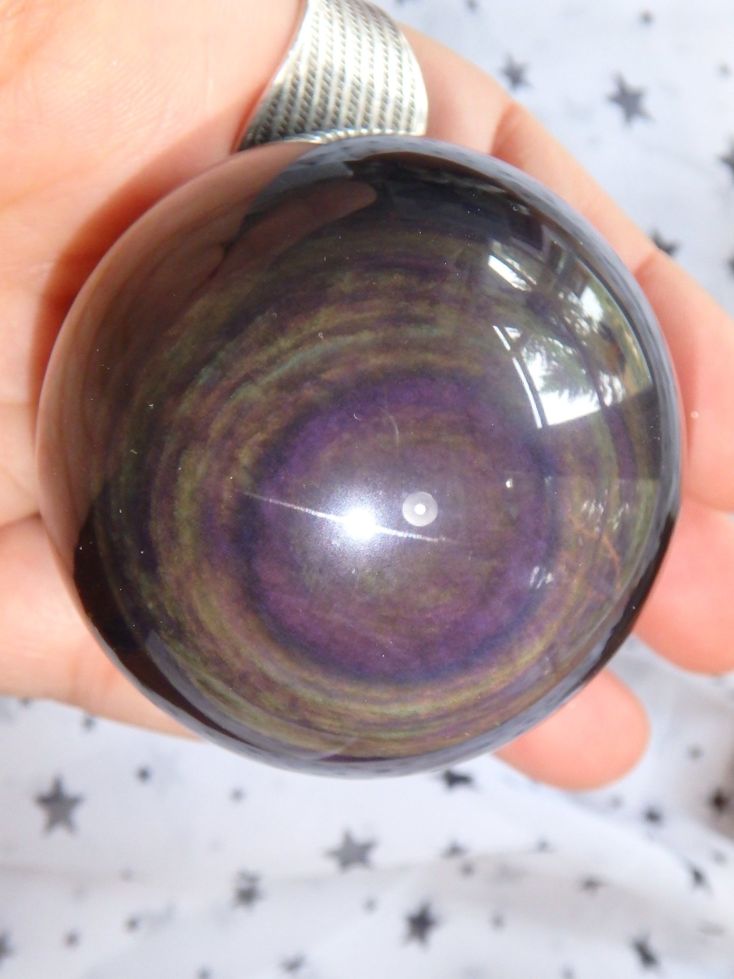 Mysterious Swirling Orbs Rainbow Obsidian Sphere From Mexico - Earth Family Crystals