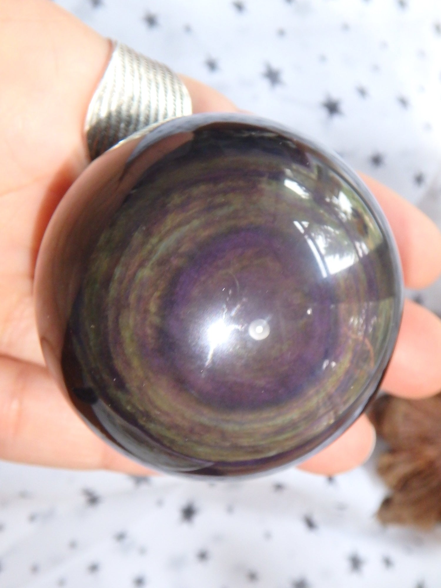 Mysterious Swirling Orbs Rainbow Obsidian Sphere From Mexico - Earth Family Crystals
