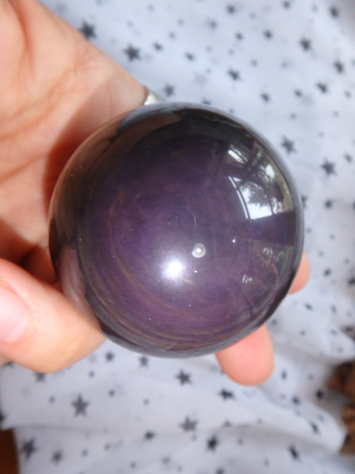 Mysterious Swirling Orbs Rainbow Obsidian Sphere From Mexico - Earth Family Crystals