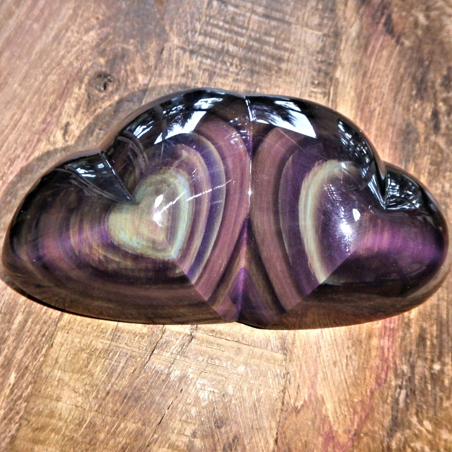  Double Love Hearts Rainbow Obsidian Display Specimen