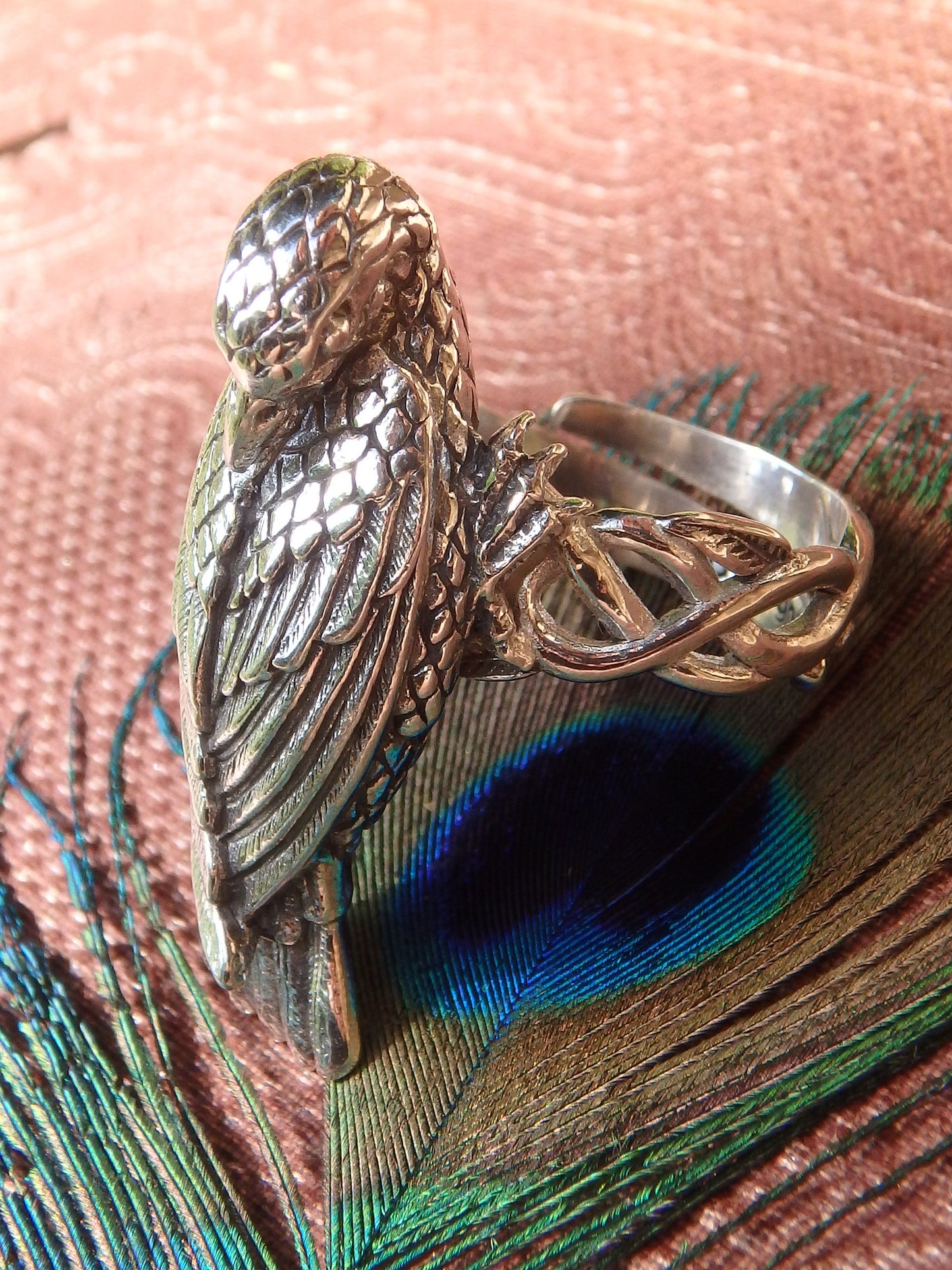 Statement Piece~Raven Sterling Silver Ring (Adjustable~Size 8-10) - Metiz Tier Price