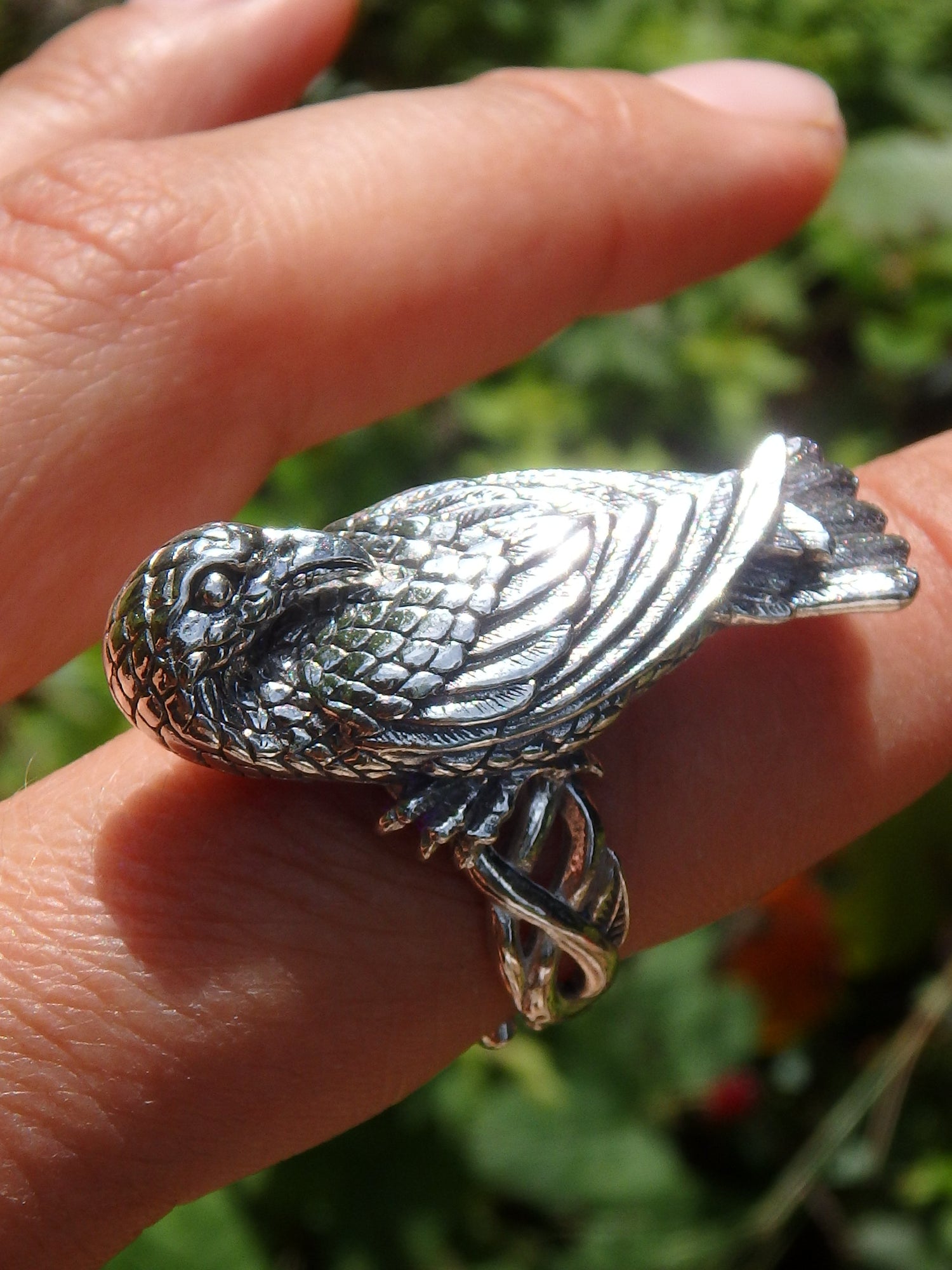 Statement Piece~Raven Sterling Silver Ring (Adjustable~Size 8-10) - Metiz Tier Price