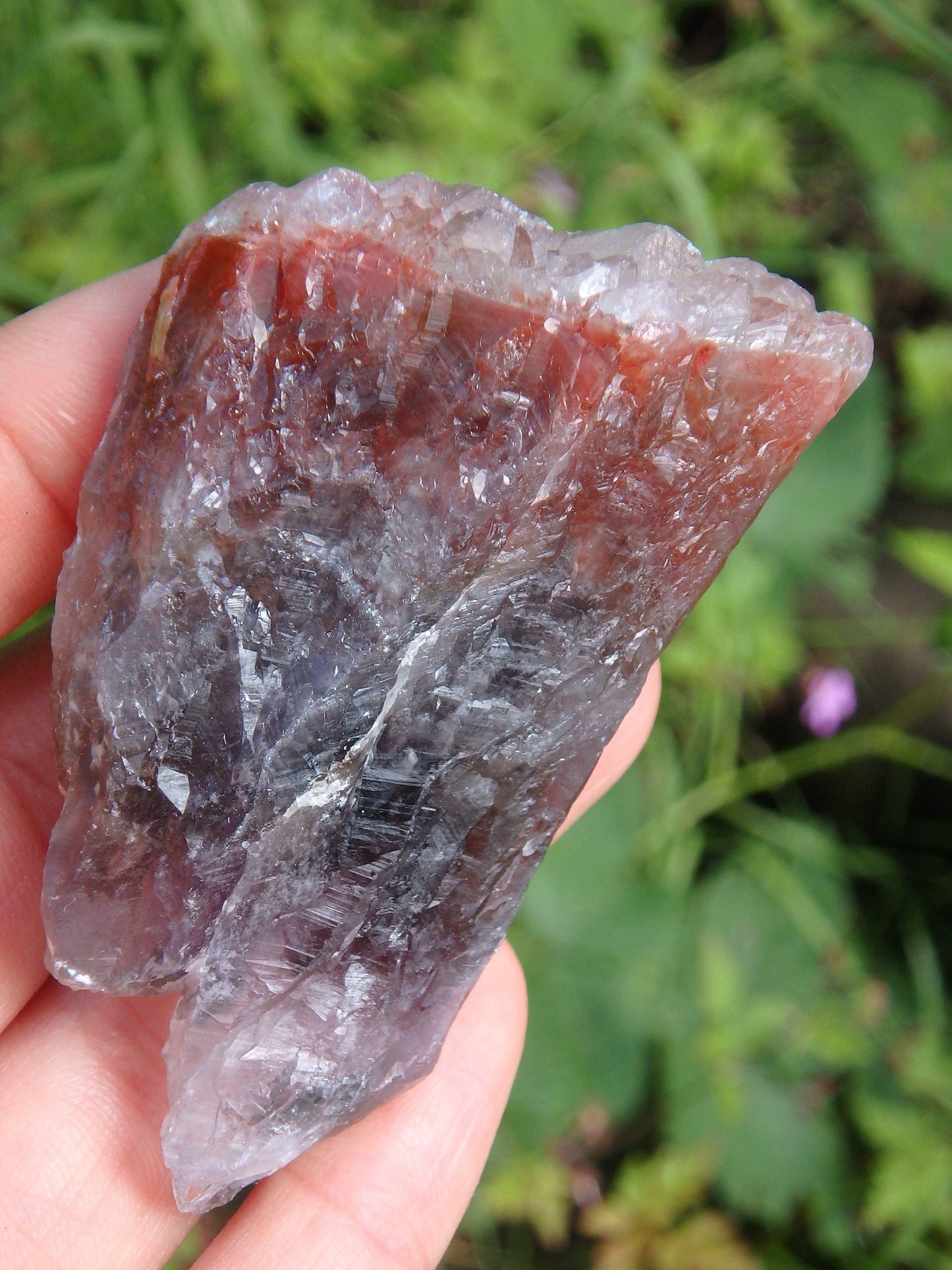  Amazing Quartz Elestial Druzy Capped Red Amethyst Point From Brazil